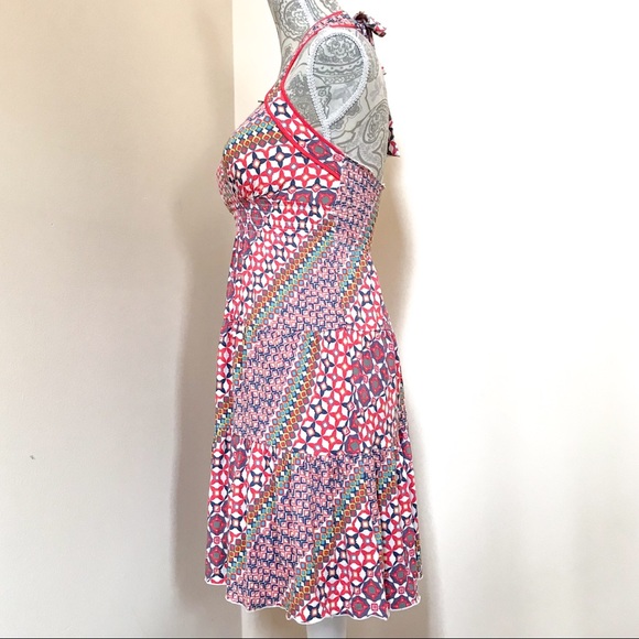 Guess Ruffle Halter Dress Multi Color Modern Print - Picture 3 of 6